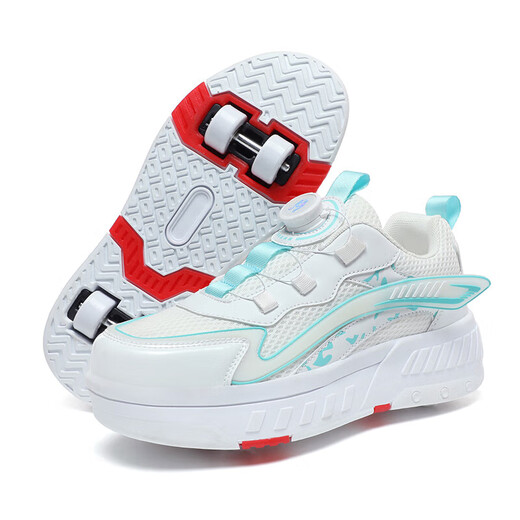 Sembosk Rambling Shoes de Sembosk Niñas 25 zapatos nuevos para niños nuevos zapatos Polea de la polea Internet Botón giratorio Patinaje de hielo zapatos deportivos infantiles 898 Ravas de cuatro ruedas Rosa Tamaño 35