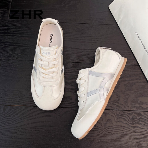 ZHR Moral Trainingsschuhe Damen Retro Weiche Sohle Low-Top Damenschuhe Sport Pendeln Freizeitschuhe Damen EJ55 Reissilber 38
