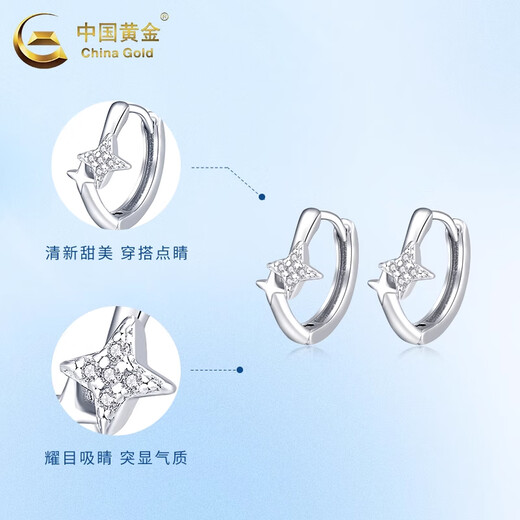 China Gold (CHINA GOLD) Star Earrings PT950 Platinum Earrings for Women New Light Luxury Valentine's Day Birthday Gift for Girlfriend and Wife Jingsuda* Platinum Star Earrings About 2.3g