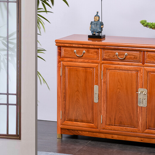 Li Yan, mahogany furniture, Myanmar rosewood (scientific name: Daguo Zisanthemum) sideboard, solid wood cabinet, tea cabinet, storage cabinet, Chinese style entrance shoe cabinet, cupboard, 98 double door cabinet, advance deposit