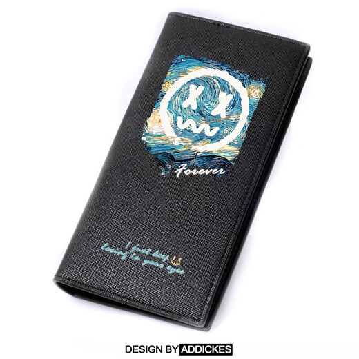 Flo Cat Van Gogh Starry Sky co-branded trendy brand personality creative trendy fashion teen student wallet card holder two-in-one boys short style Starry Sky Forever