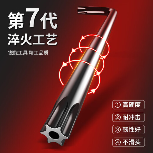 Ruineng Torx Allen Wrench 9-piece set, special long rice-shaped star-shaped hexagonal screwdriver with middle hole