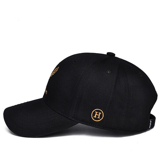 Fox fairy hat for men and women, Korean version ins, trendy peaked cap, four seasons baseball cap, fashionable and versatile embroidered Internet celebrity feather hat, feather style, black M adjustable (55-60c)