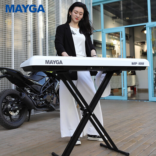 MAYGA MP-100C portable 88-key heavy hammer keyboard for adults and children home digital electric piano White MP-100 headplate + single pedal + U-shaped metal frame