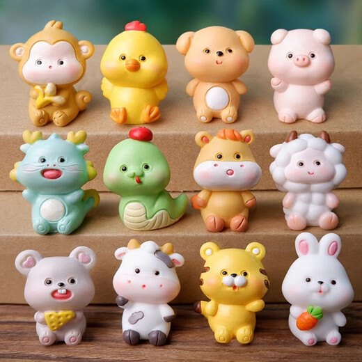 Xixiao twelve zodiac desktop micro landscape ornaments creative animal cartoon small animals cute dress up children's doll gift ugly cow