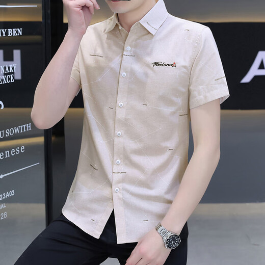 Yibaolang neues kurzärmeliges Hemd-Trend koreanisches koreanisches Slim Casual-Shirt ohne Verbrühung und Anti-Falten-Sommer-Halbärmel-Sommer-Dünnstil 854 Hellgrün 4xl (165-180jin [Jin gleich 0,5 kg]))