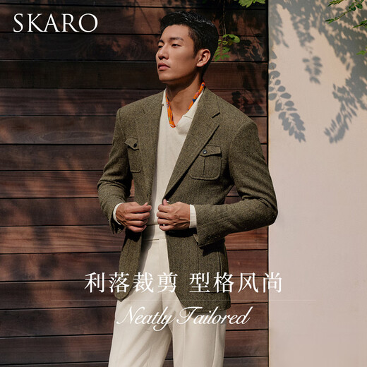 Skaro [lana pura pesada] chaqueta de traje de espigas de tweed para hombres en invierno
