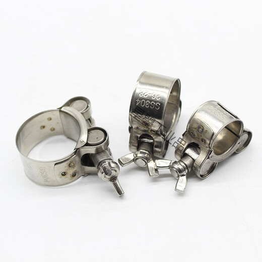 304 stainless steel hand-tightened strong hoop clamp thickened pipe hoop throat clamp fixed oil and water pipe trachea clamp pipe clamp 32-35mm diameter pipe (one-inch pipe)