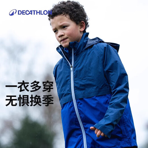 Decathlon Boys and Girls Jacket Running Children's Jacket 3-in-1 Removable Waterproof, Windproof and Warm Winter Jacket 3-in-1 Navy Blue 155 cm
