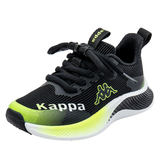 KappaKids Kappa children's shoes boys' sports shoes spring new breathable mesh shoes girls running shoes black size 30 inner length about 193mm