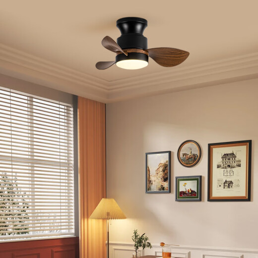 Weather vane Nordic restaurant fan light LED simple modern bedroom children's room ceiling fan light mute smart voice fan light Elf 22-686A full white - ceiling 3 leaves variable frequency remote control