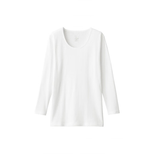 MUJI Women's Thick Cotton U-neck Eight-quarter Sleeve T-shirt Pure Cotton Bottoming Shirt Home Clothes Top Autumn Clothes Thermal Underwear White XL (165/92A)