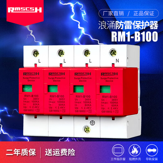 Shanghai People's 2P/4P first-level surge protector 220/380V lightning arrester lightning switch surge protector anti-lightning single-phase-2P-80KA