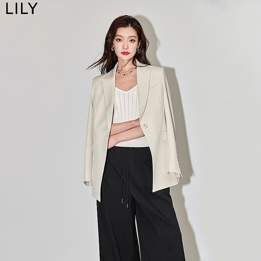 LILY Spring New Style Women's Temperament Professional Commuting Retro Solid Color One Button Casual Suit Jacket Women 606 Light Rice XL
