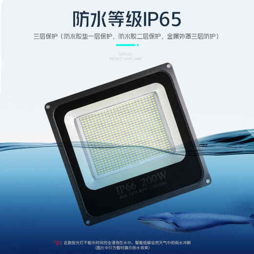 Suoyada LED low-voltage floodlight 12V24V36V48V60V AC and DC outdoor marine battery night market street stall lighting low-voltage floodlight (12v-85v) 100w