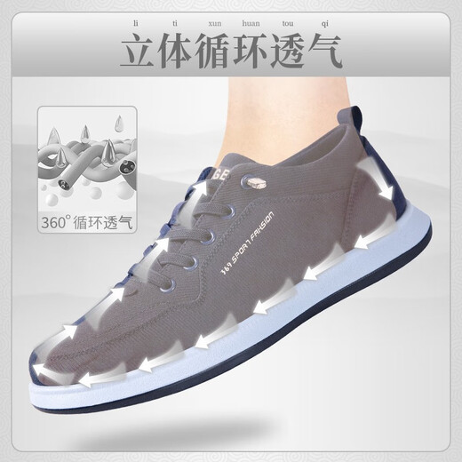 Shiju old Beijing cloth shoes men's shoes 2024 spring and autumn new lace-up versatile canvas shoes men's comfortable lightweight breathable casual shoes blue 38