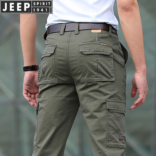 JEEP SPIRIT work pants for men loose straight spring and summer thin large size outdoor multi-pocket autumn and winter casual pants for men dark gray 9923 thin 32 waist circumference 2 feet 5