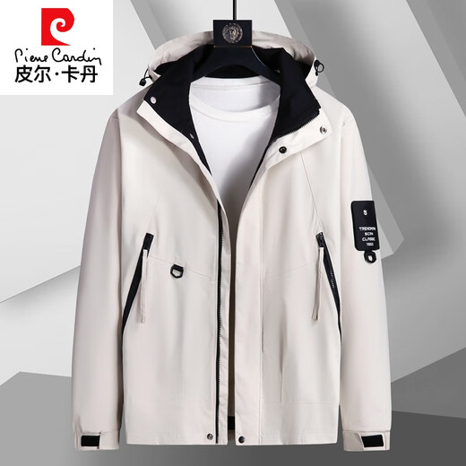 皮尔卡丹（pierre cardin）加肥加大冲锋上衣男春秋薄款夹克胖子大码宽松户外运动登山防风外 KBS-9902黑白 6XL 建议240-260斤