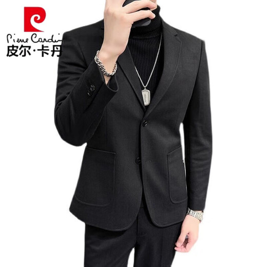 Pierre Cardin woolen casual small suit jacket spring and autumn Korean style single suit top business men's high-end handsome men's suit khaki color L recommended 110-130Jin Jin equals 0.5 kg