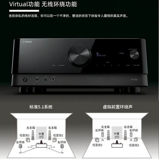 雅马哈（Yamaha）TSR-400 功放机 5.2声道家庭影院音响功放 8K 杜比 DTS 蓝牙 USB DSP 黑色