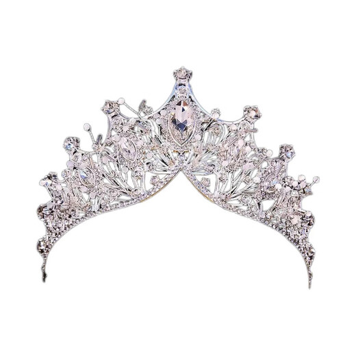 Vicary Crown Tiara Bride Wedding Dress Accessories Crystal Princess Crown Wedding Hair Accessory Ceremony Adult Ceremony Birthday Crown Silver
