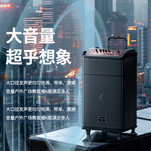 Newman N520 portable square dance high-power bass outdoor karaoke Bluetooth pull rod electric acoustic guitar folk musical instrument speaker amplifier stall speaker dual microphone adapter 12 inches