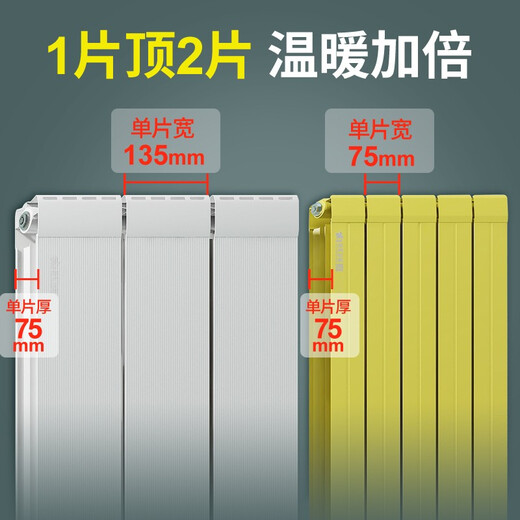 圣劳伦斯 暖气片家用水暖铜铝复合双水道暖气片集中散热自采暖定制散热器 三柱起订，铜铝13575高 300mm*1柱