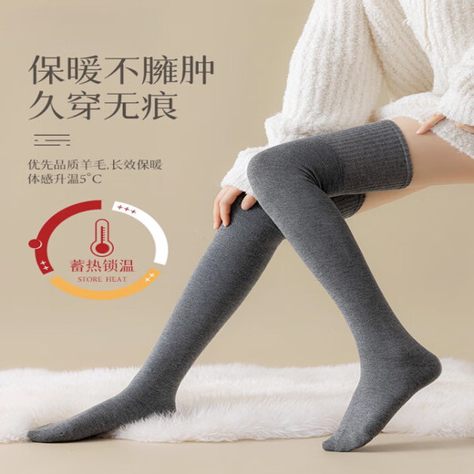 German brown wool over-the-knee socks for women in autumn and winter, thickened and warm, imported Maillard anti-slip stockings, knee socks, khaki pair, thin, 1 pair, one size fits all, extended elastic/anti-slip/warm and not bulky