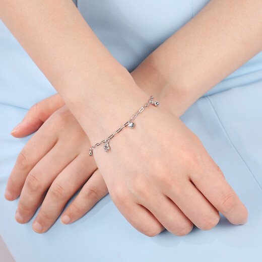 Yuan Shengfu's new PT950 fashionable fancy four-leaf clover platinum bracelet, women's simple platinum bracelet, 4.15 grams, adjustable length 14.5-16.5cm