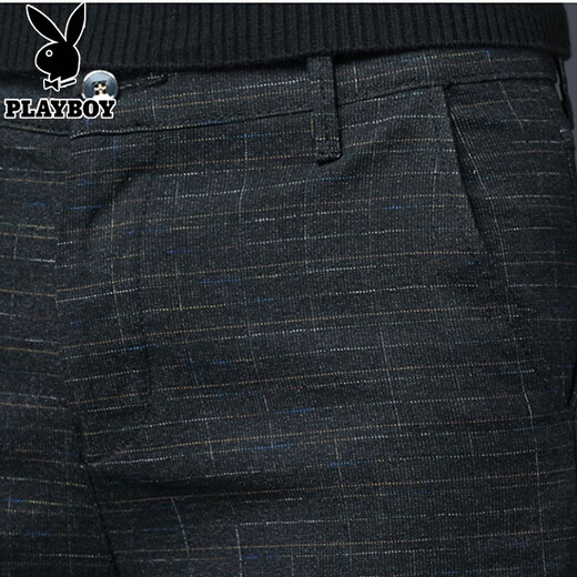 
Playboy (PLAYBOY) [Two pairs] casual pants men plaid suit pants slim pants business casual formal wear versatile trousers 688 black + 688 black 34