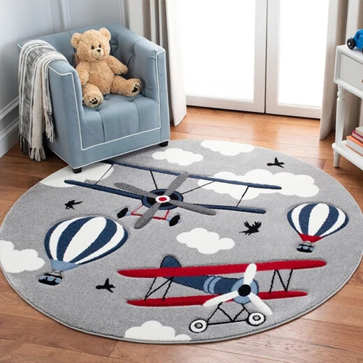 Gudie cartoon cute children's room round carpet living room carpet bedroom bedside thickened hanging basket computer chair pink Barbie rabbit diameter 80CM thickened comfortable machine washable