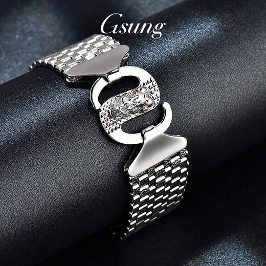 GsunG platinum PT950 men's platinum business double-sided carving craft Pixiu buckle fashion bracelet needs to be customized, please contact customer service to confirm the gold weight price