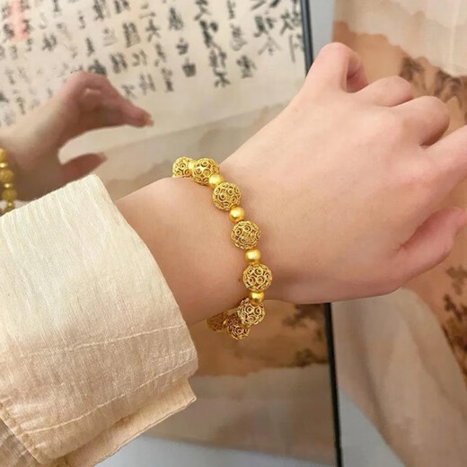 Ji Ge 2024 New 18k Gold Filigree Exquisite Beads Hollow Hydrangea Bracelet Women's Exquisite Bracelet Fashion Bracelet Hollow Flower