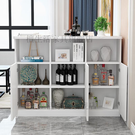 Hualade home bar table kitchen restaurant partition cabinet multi-functional entrance cabinet modern simple small bar wine cabinet high table white cabinet + marble color countertop + white cabinet length 60 double doors