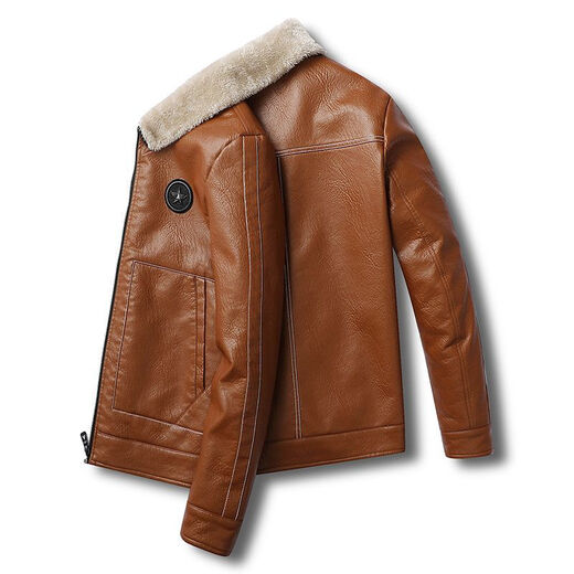 Manxinan new winter velvet thickened leather jacket to keep warm and slim fit Korean style trendy aircraft embroidered motorcycle jacket men's fur integrated XY-8811 black thin section 2XL recommended 140-155Jin Jin equals 0.5 kg