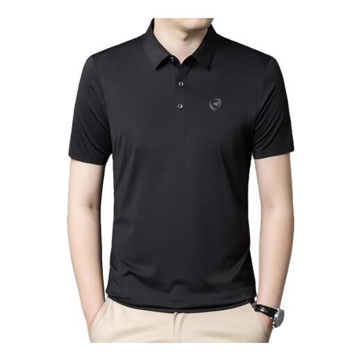 AJGNEAMAIN意大利轻奢高档男装夏季短袖POLO衫无痕商务休闲半袖纯色男士上衣 9859黑色【无痕免烫抗皱】 2XL 185/54【建议150-170斤】