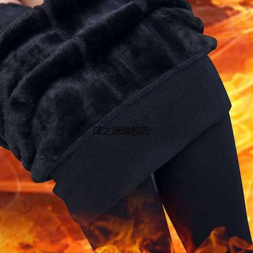 Feiyu winter thickened velvet leggings for women, warm high-waisted and slimming one-piece pants, black flesh-colored with feet, black velvet and thickened feet, super elastic (80-150 Jin Jin is equal to 0.5 kg)