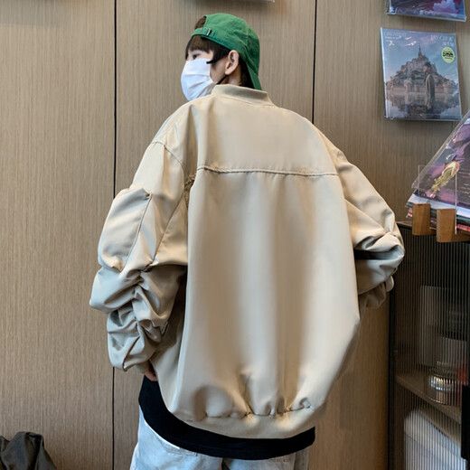 POUM夹克男2023年秋冬季高街痞帅飞行员美式复古设计感oversize外套 CRB-J683灰色 M