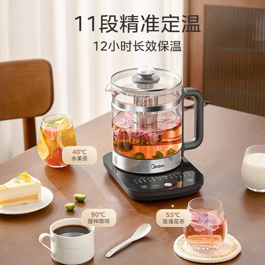 Midea Health Kettle 1.8L Large Capacity Fully Automatic Tea Kettle Constant Temperature Flower Tea Kettle Kettle Multi-stage Temperature Control Electric Kettle 360 Full Heating Tea Kettle 316 Stainless Steel Base YS18P305 With Tea Basket 1.8L