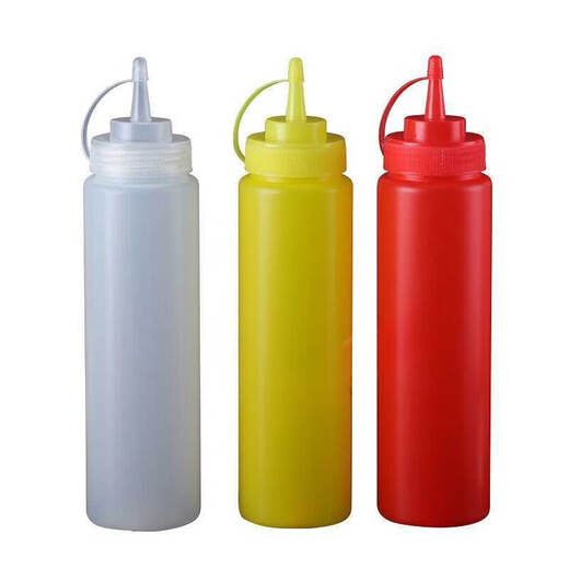 Xubao condiment bottle oyster sauce bottle press plastic squeeze bottle kitchen tomato salad sauce pointed mouth oil bottle squeeze sauce bottle 650ml (1 each of three colors)