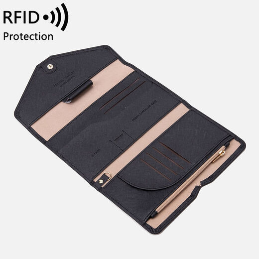 OQBego Passport Clip Anti-Diebstahl-Bürsten RFID Multifunktionsluft-Ticket-Zertifikattasche für Männer und Frauen, die im Ausland Passpassbeutel reisen, große Anzahl von Schwarz