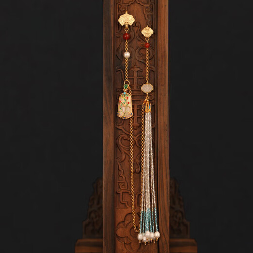 Shijun (SHIJUN) antique cheongsam pressed lapel brooch Chinese style pendant Chinese retro national style imitation pearl tassel Hanfu with ancient decoration, the icing on the cake