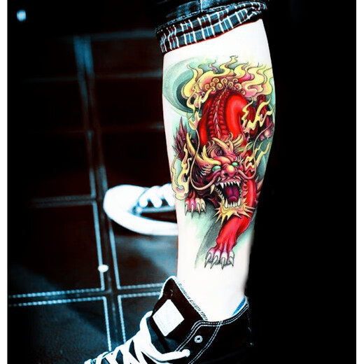 Weili Shi Qilin Tattoo Sticker Wolf Head Pixiu Arm Dragon Head Flower Arm Tattoo Sticker Colored Men's and Women's Waterproof