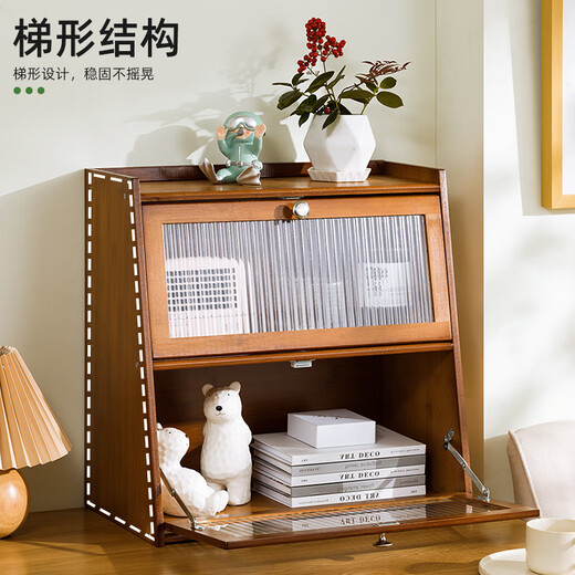 Trojan storage cabinet desktop locker home snack multi-layer locker dust-proof toy storage cabinet corner cabinet low cabinet Changhong transparent door original color - three layers 40 long