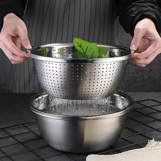 
Meichu (MAXCOOK) 304 stainless steel basin seasoning basin, thickened flavor bucket, vegetable basin, salad basin and noodles, marinated meat basin, induction cooker available 30cm (MCWA672)