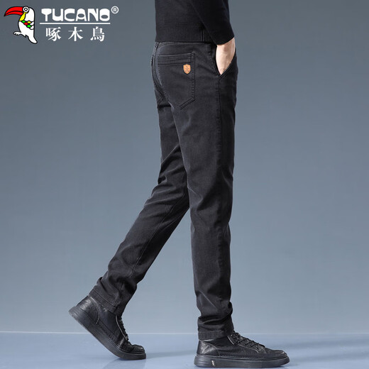 Woodpecker (TUCANO) Casual Pants Men's Autumn and Winter Business Pants Men's Loose Straight Fashion Versatile Pants Men's Pants Black 32
