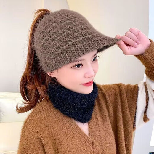 Rongxia gray hair headband cover knitted headband women's wide-brimmed headband winter scarf scarf headband plush knitted khaki