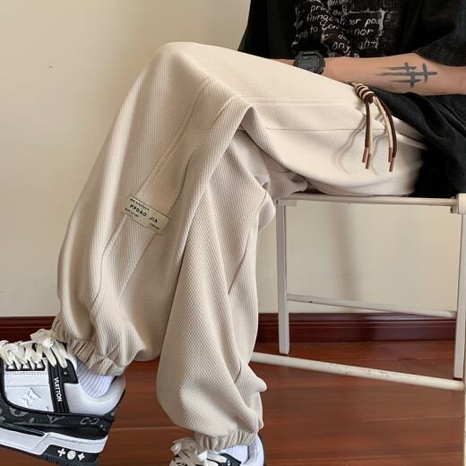 
Wu Quanwan Fatty Large Size 230 Jin [Jin equals 0.5 kg] Pants for men straight autumn and winter plus velvet overalls trendy brand student straight wide-leg casual pants A001-K1049 apricot color 3XL 160 to 180 Jin [Jin equals 0.5 kg] can be worn