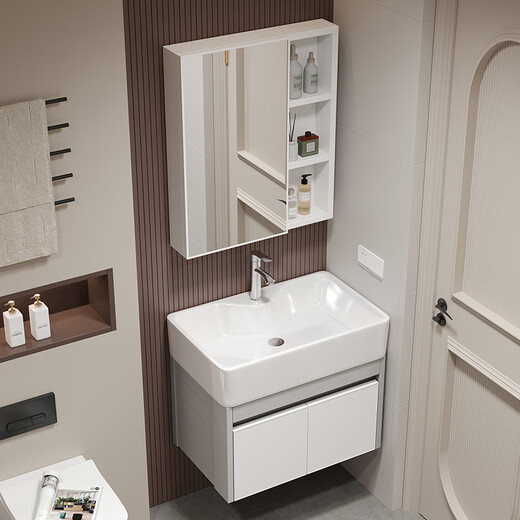 Cabinet de salle de bain XMSJ Ultra-Narrow 40 cm de large et petite taille de lavabo de salle de bain Cabinet armoire petit appartement mini bassin de lavage petite taille 4837 bassin + armoire + drain + robinet 0cm