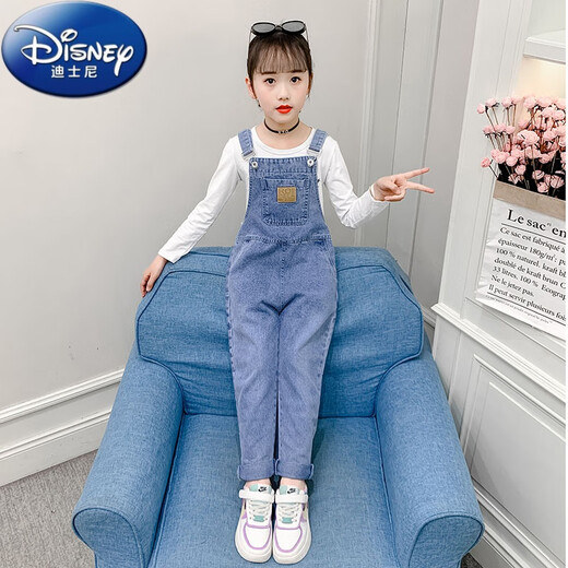 Disney (Disney) Girls Denim Overalls 2023 Spring and Autumn New Korean Style Girls Two-piece Suit Children's Loose Western Style Overalls Single Piece MK-212 Overalls Regular Size 150 Don't be too big